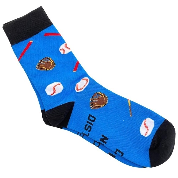 Blue ‘Do not Disturb I’m Watching Baseball’ Socks Men Size 8-12 - Picture 1 of 6